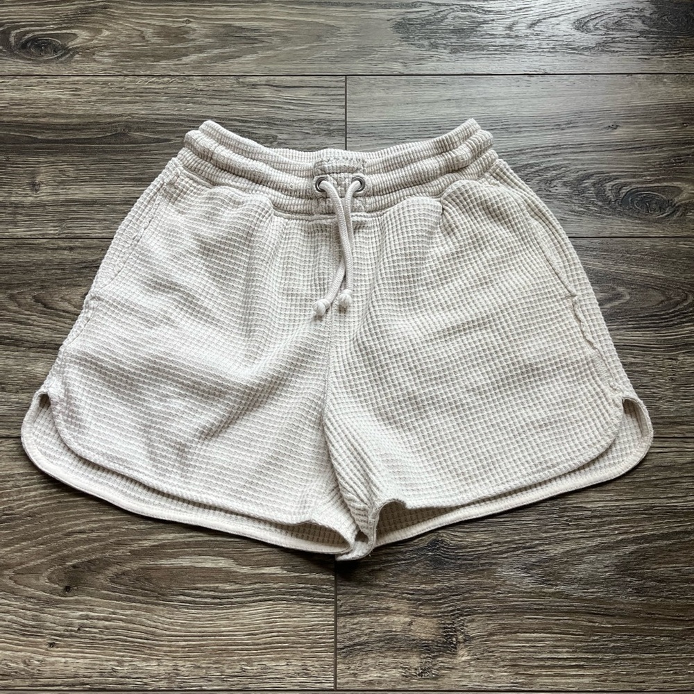 AERIE Waffle Knit Distressed Shorts